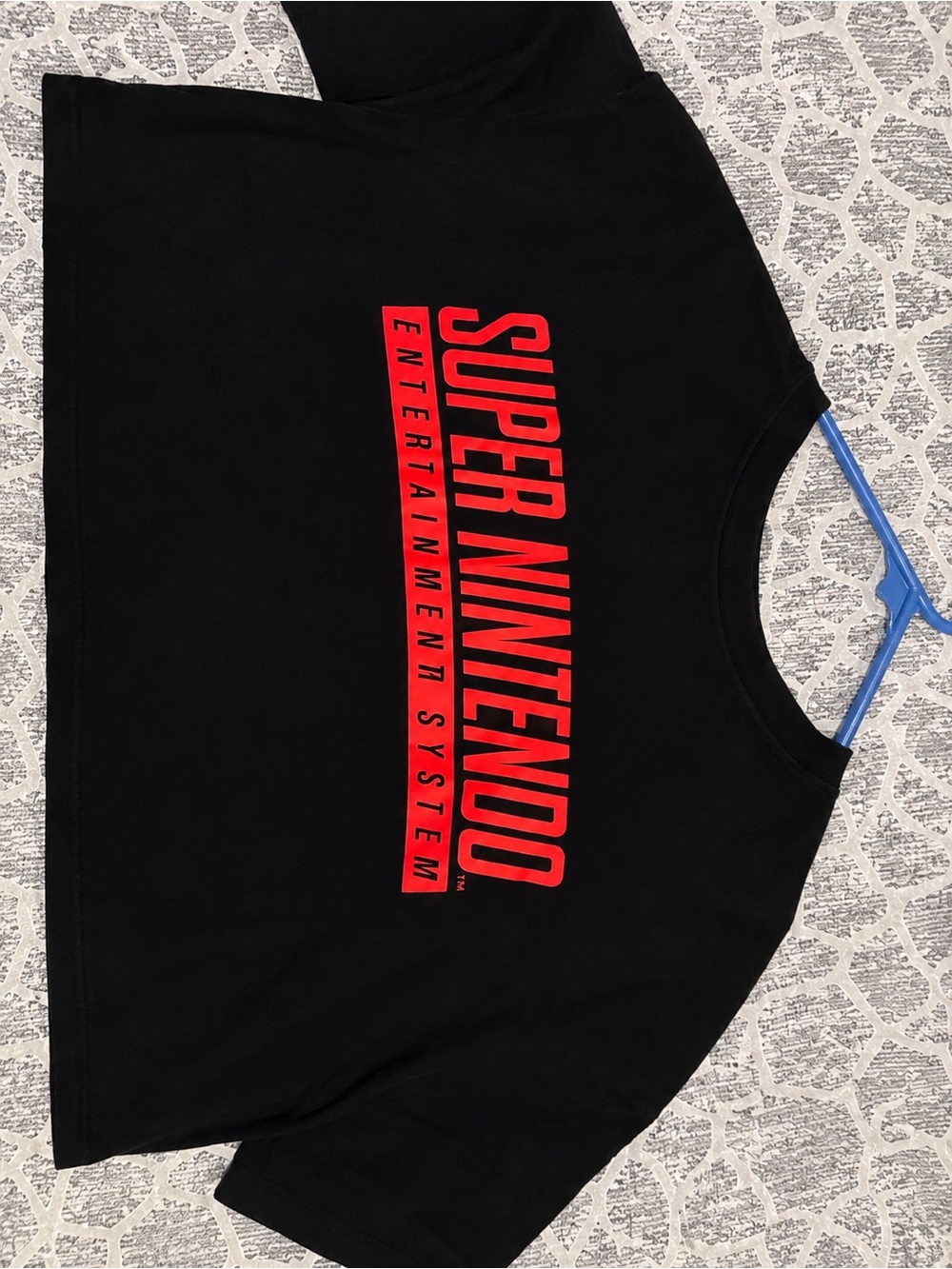 Super Nintendo Cropped Graphic T-Shirt Y2K Black Size S